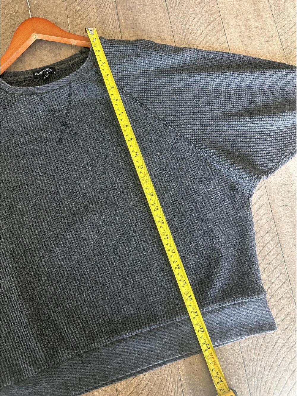 Beyond Yoga With The Band Pullover Waffle Crewneck Sweatshirt Washed Black Large - Picture 10 of 12